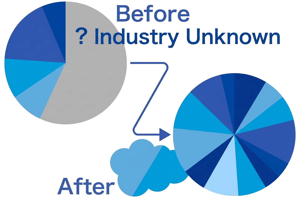 Corporate attribute information is automatically registered without manual input, enabling accurate analysis based on Salesforce data.