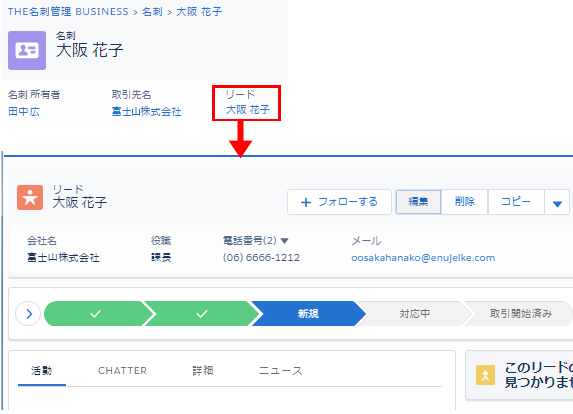 リードに登録された