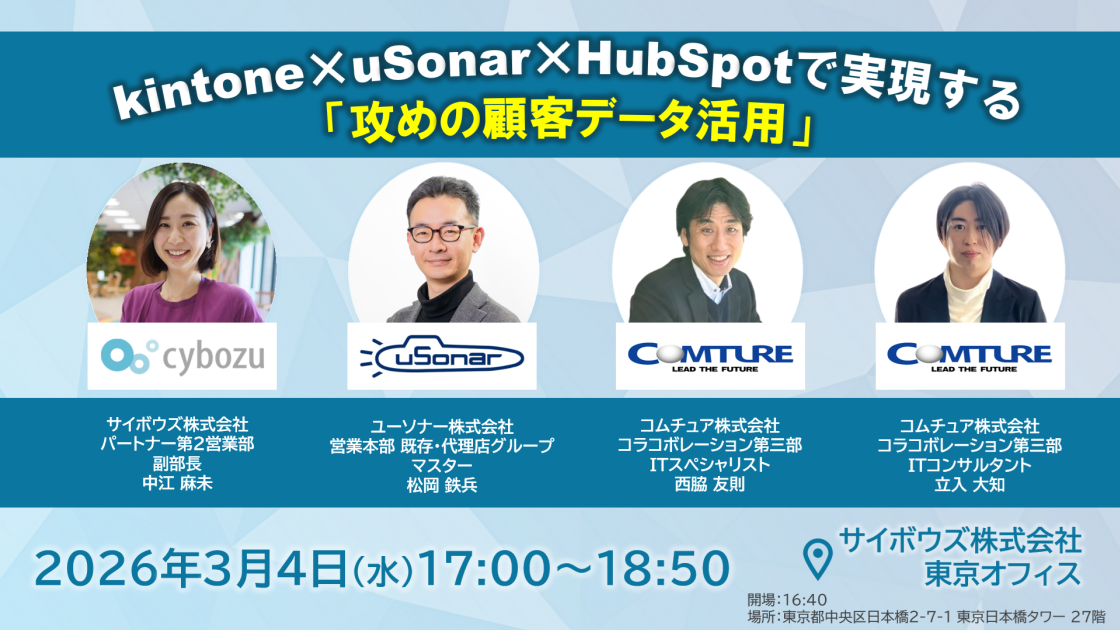 kintone×uSonar×HubSpotで実現する<br/>「攻めの顧客データ活用」